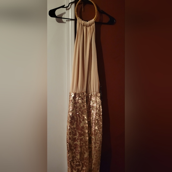 Venus Rose Gold Halter Dress - Picture 1 of 2